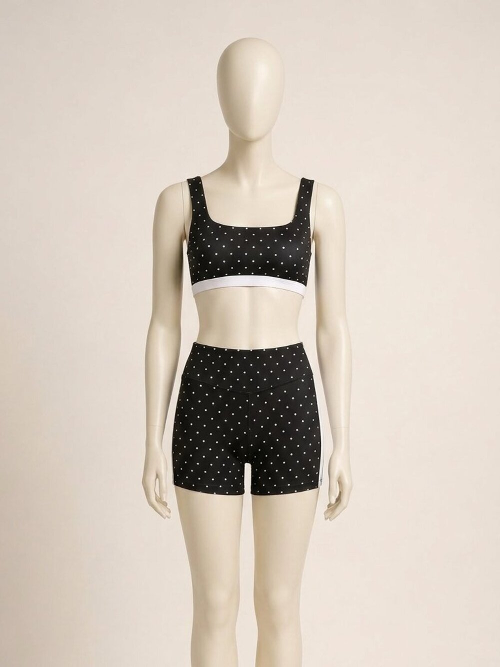 Aoysky Sports Women's Polka Dot Yoga Set Black White M Sports Bra Biker Shorts